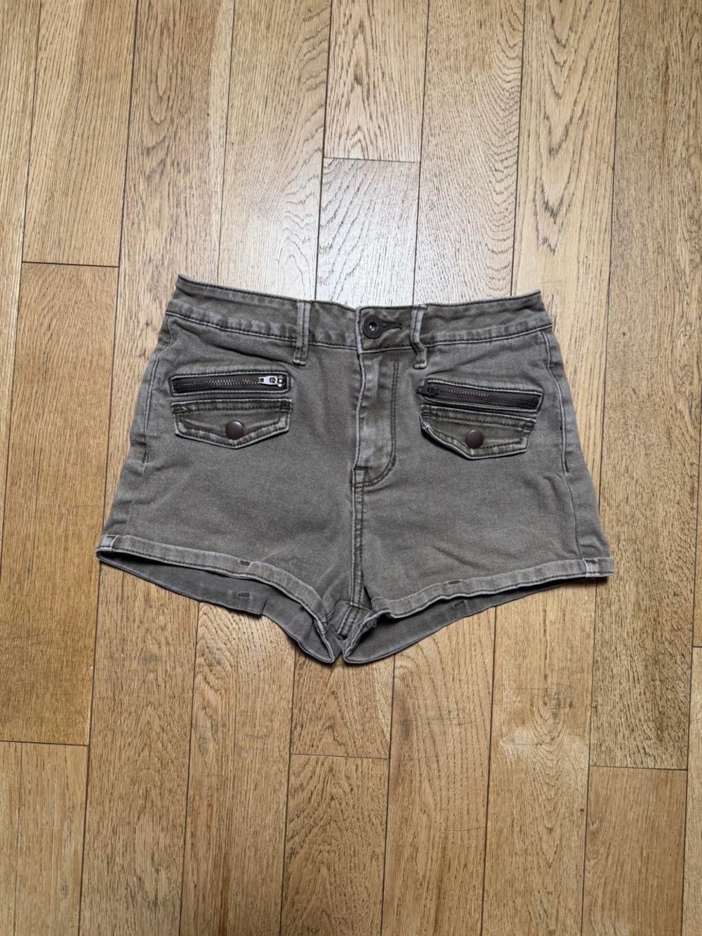 Bullhead Olive Green High-Waist Utility Shorts